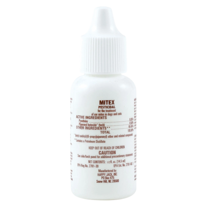 Happy Jack® Mitex™,"White squeeze bottle with ribbed twist cap"