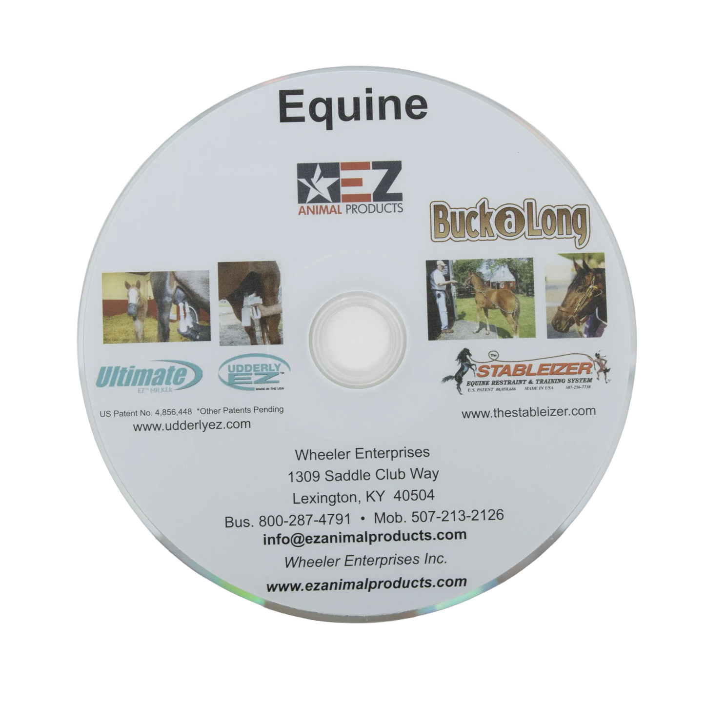 Udderly EZ Horse Milker,"Printed instructional DVD disc with horse photos"