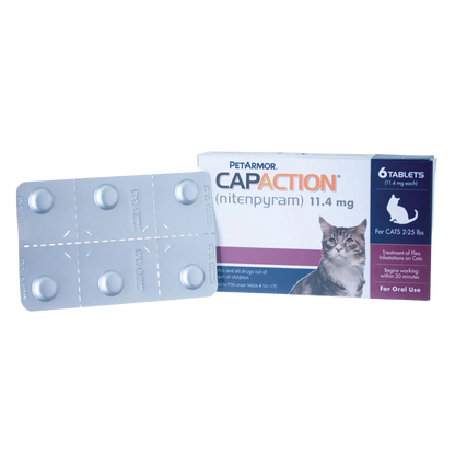 CapAction®,"Box with cat image and six-tablet blister pack"