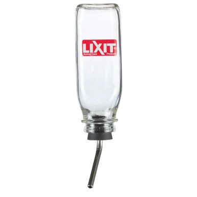 Lixit® Bird Deluxe Glass Water Bottle,"Clear glass bottle with metal drinking tube"