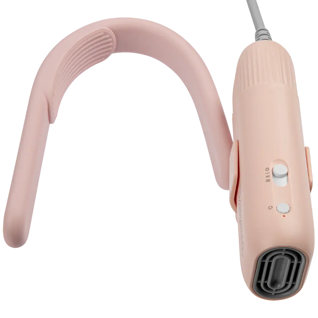 Mini Portable Neck Dryer by TZGroom,"Pink wearable neck dryer with side controls and front vent"