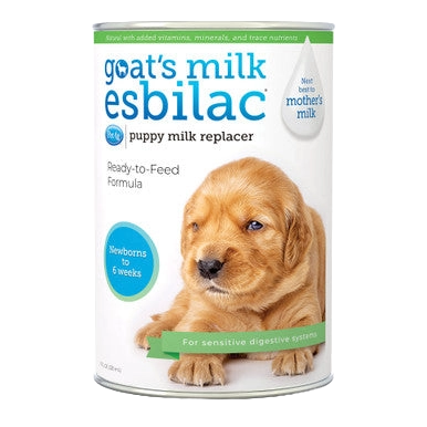 Goats Milk Esbilac® Puppies,"Can of puppy milk replacer with puppy photo"