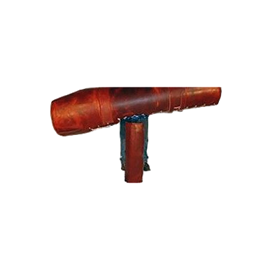 Padded Quick Adjust Post Cover,"Brown angled padded cover with vertical post attachment"