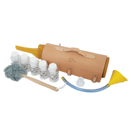 Missouri Complete Set with Leather Cover,"Leather cover set with yellow funnels, tubing, and collection bottles"