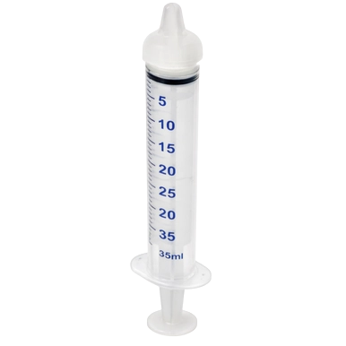 Puppywamer Latchons Syringe Nipple Feeders,"Clear syringe feeder with nipple tip and measurement markings"
