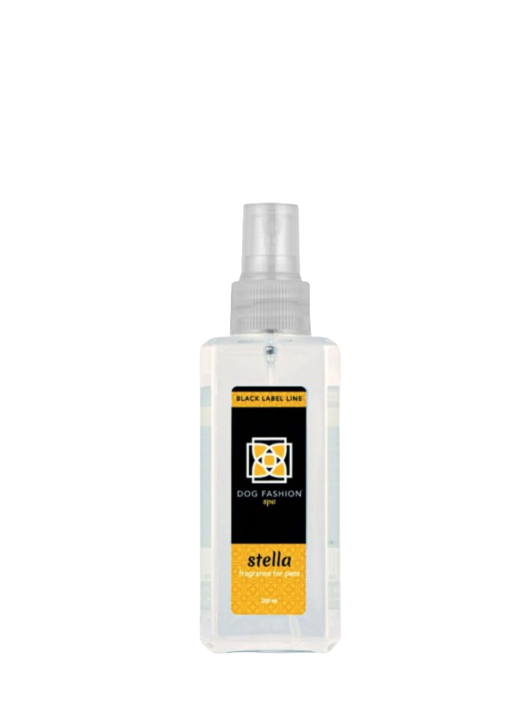Stella Fragrance,"Clear spray bottle with black and yellow label"
