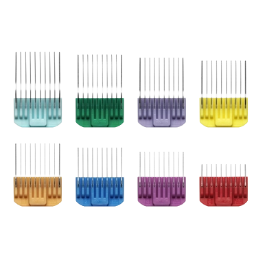 Emerge Clipper Orange with #30W Blade With FREE 8Pc Wide Comb Attachment Bundle,"Orange clipper with blade and eight colored comb attachments"