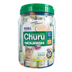 Inaba® Churu® Cat Treats,"Clear jar with green lid holding assorted treat tubes"