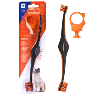 BrushMate Premium Toothbrush with Biteblock,"Brush with orange biteblock ring and retail packaging"