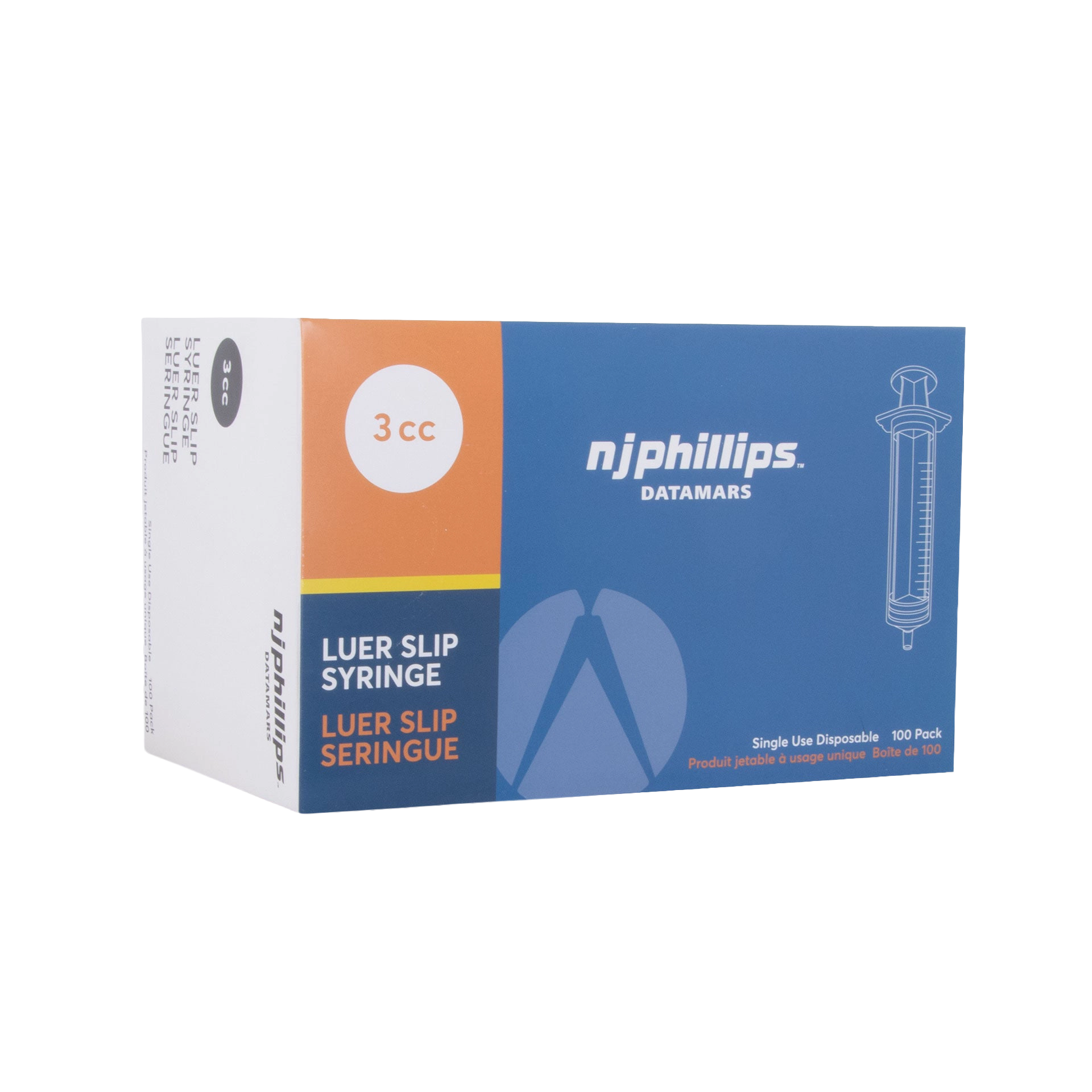 Small Syringes without Needles,"Blue and orange syringe box, angled front view"