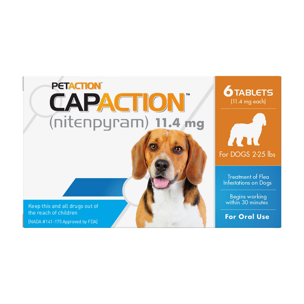 CapAction®,"Product box with beagle image and 6-tablet label"