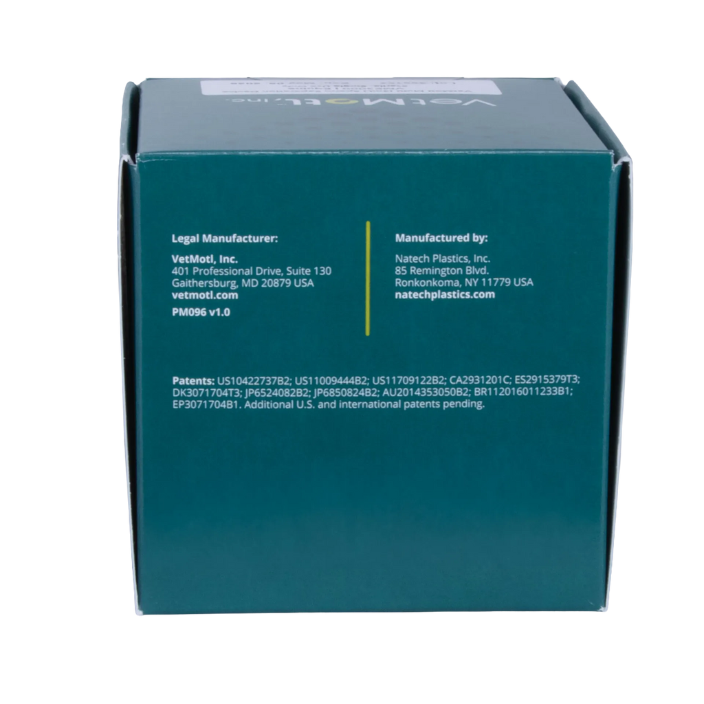 VetMotl Sperm Separation Device,"Teal product box side panel view"