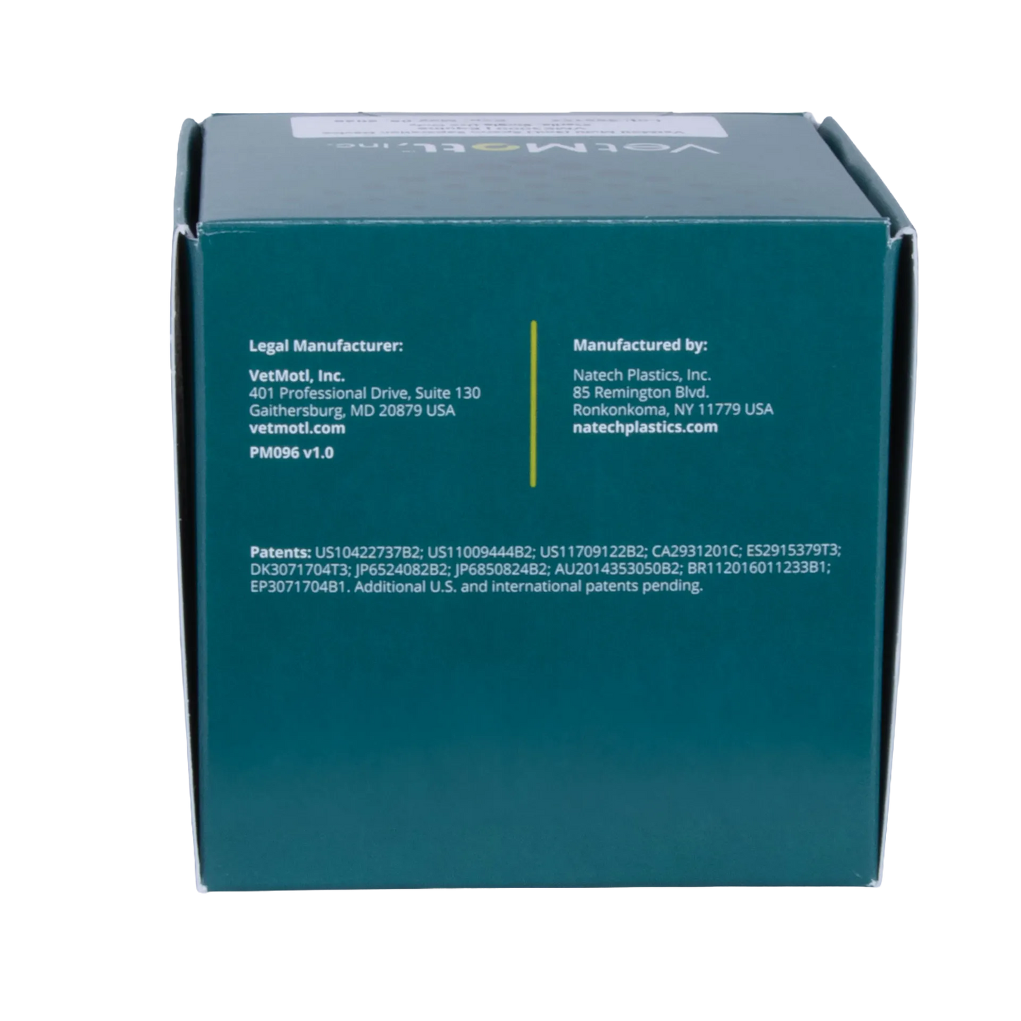 VetMotl Sperm Separation Device,"Teal product box side panel view"