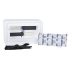 Canine Express Semen Transport Kit,"Foam cooler kit with two vials, ice pack, and black gloves"