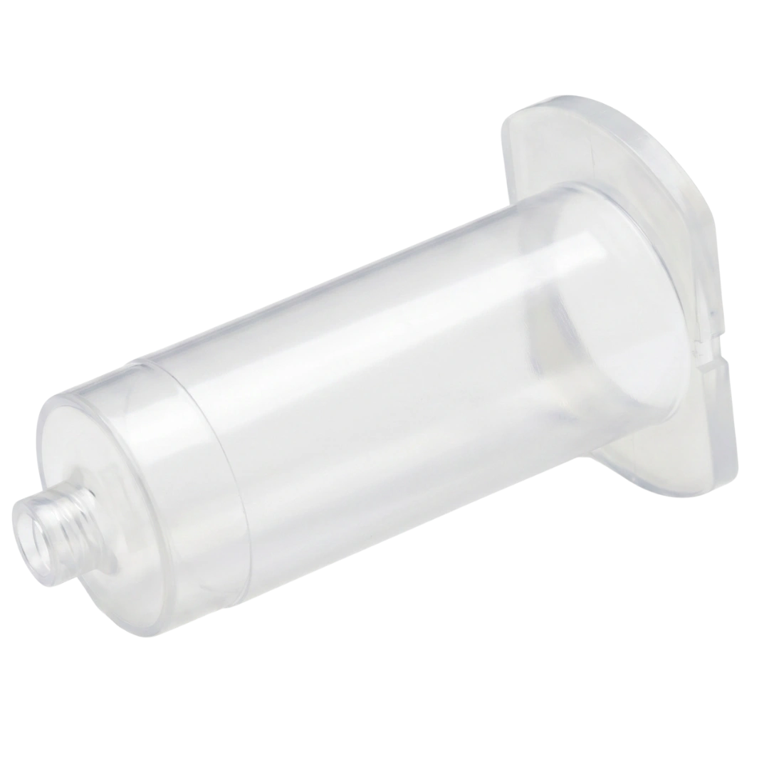 Blood Collection Vacutainer Holder,"Clear cylindrical holder with flared finger grip"