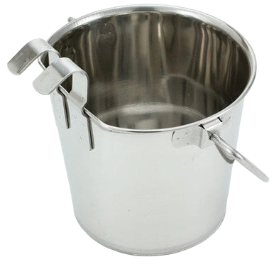 Flat-Sided Pails,"Metal pail with flat side and hanging hooks"