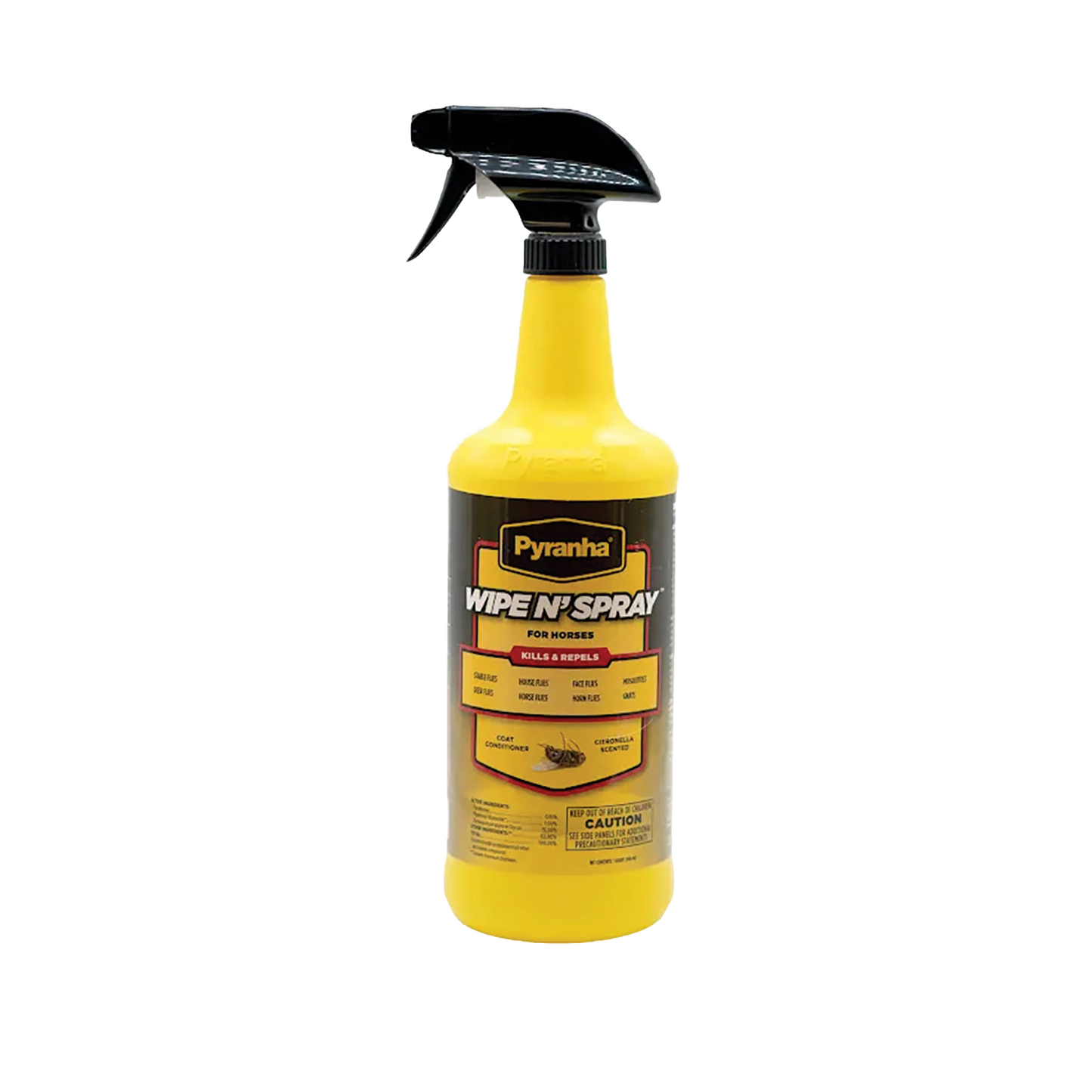 Pyranha® Wipe N Spray Oil Base Equine Fly Spray,"Yellow spray bottle with black trigger sprayer"
