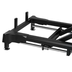 Dog Grooming Electric Tub with Sliding Door by Waggz,"Black metal tub base frame with leveling feet and rails"