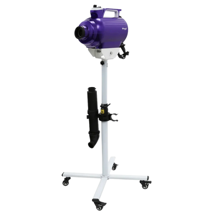 Solo Stream Dryer with Movable Dryer Stand by Waggz,"Purple pet dryer on white rolling stand"