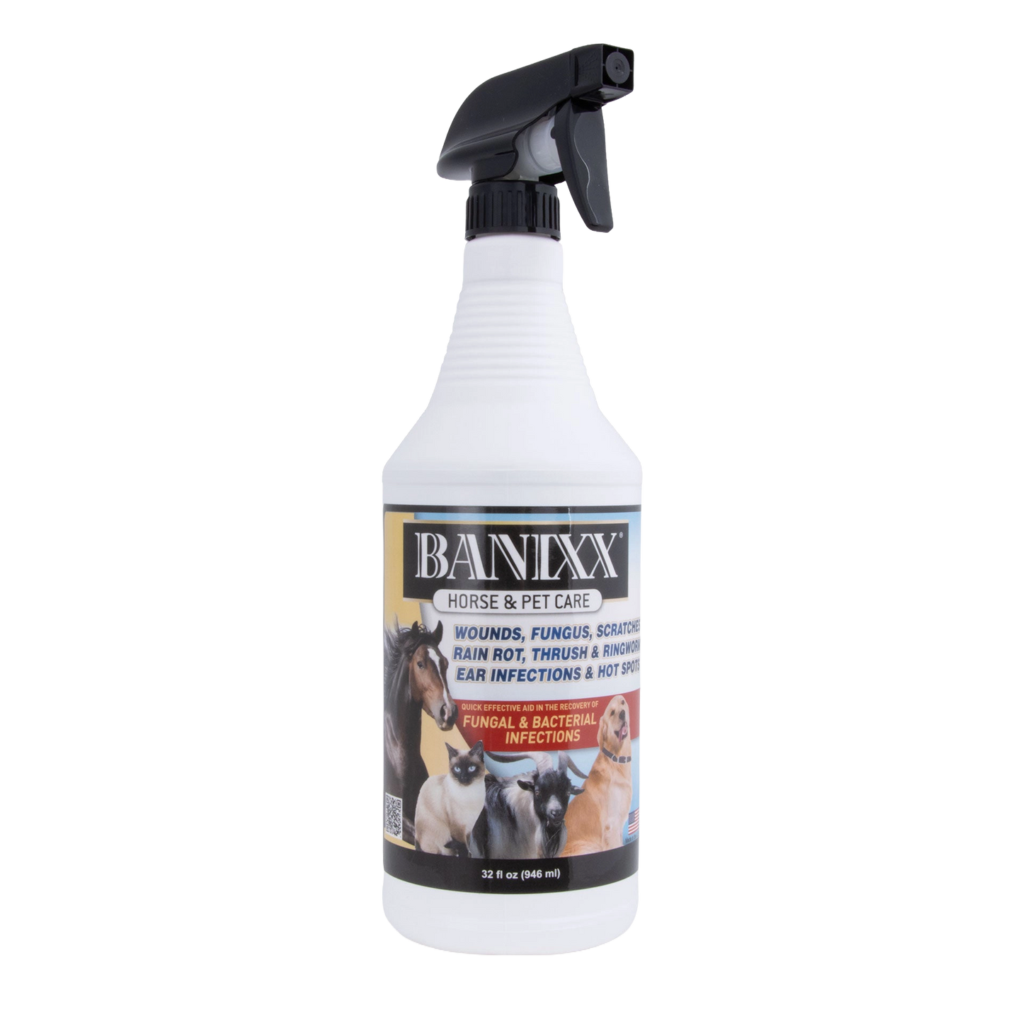Banixx® Horse and Pet Care Spray,"White spray bottle with black trigger sprayer"