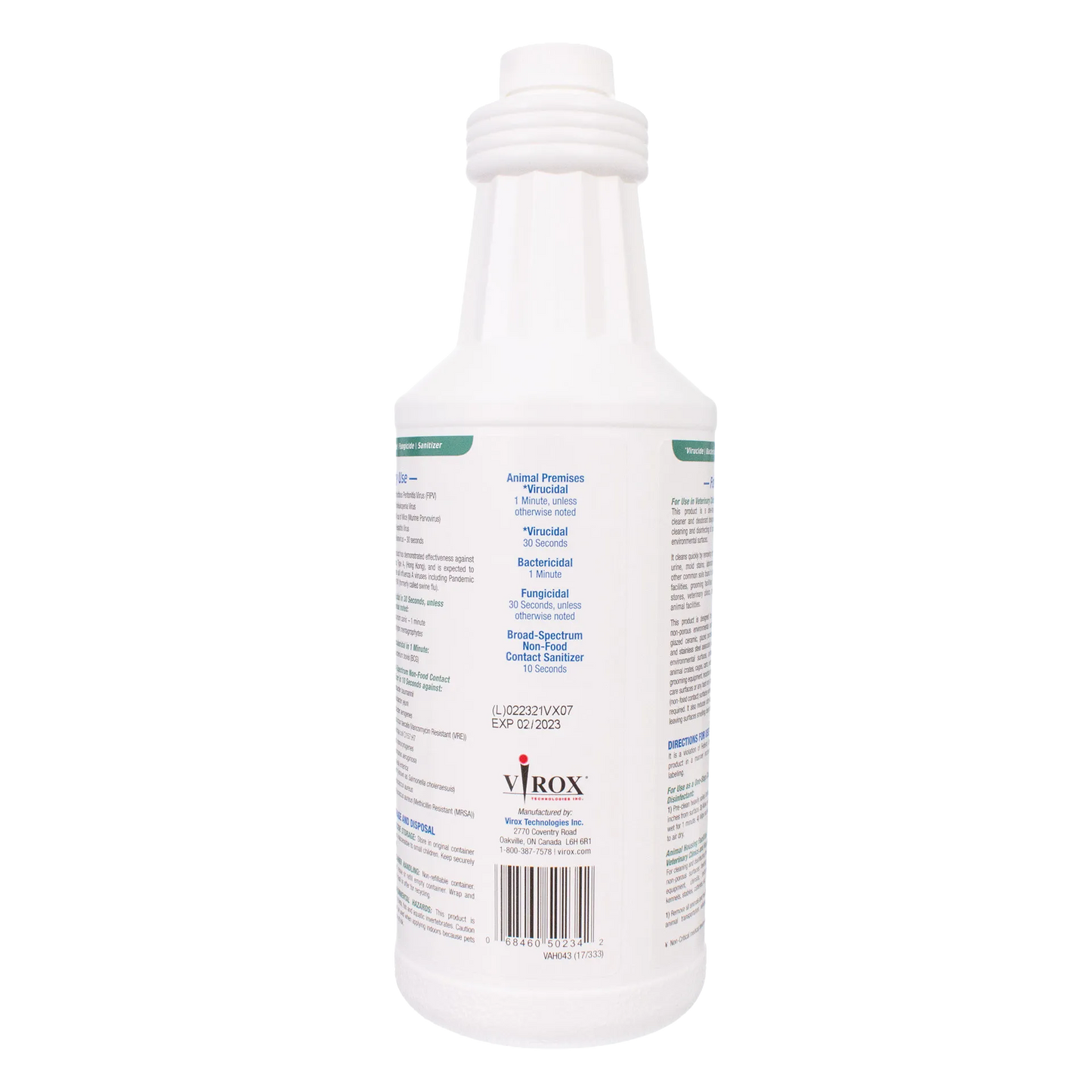 Rescue®  Disinfectant Cleaner,"White bottle with screw cap, back label view"