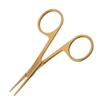 "Aaronco 3.5"" Mini Stat Straight Ear Hair Puller and Tick Remover","Gold scissor-style tweezer tool with straight tips"