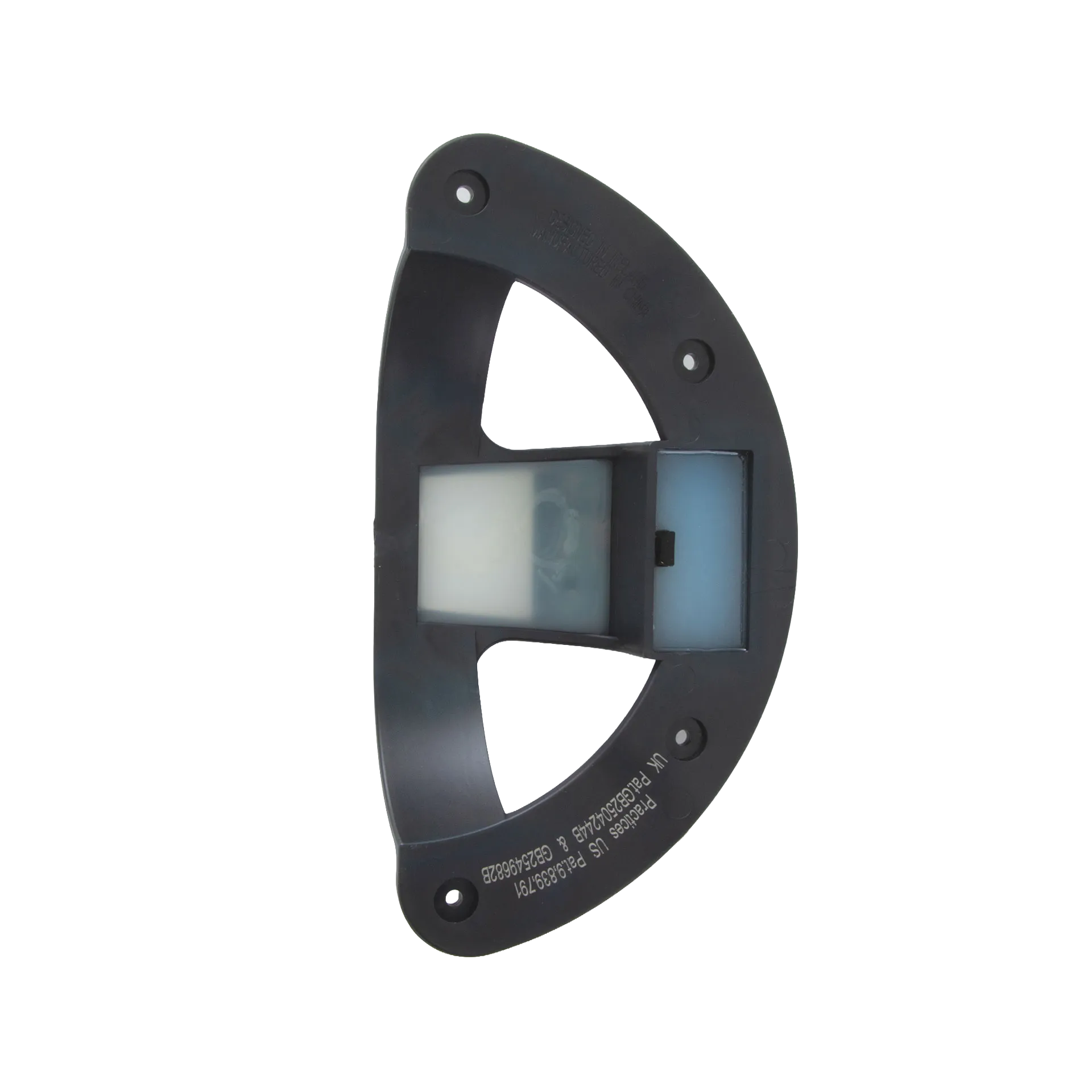 Equilume Replacement Cup,"Black curved mounting cup with four screw holes and clear insert"