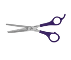 Aaronco Prima 6.5"" 30 Tooth Thinner,"Silver thinning shears with purple handles"