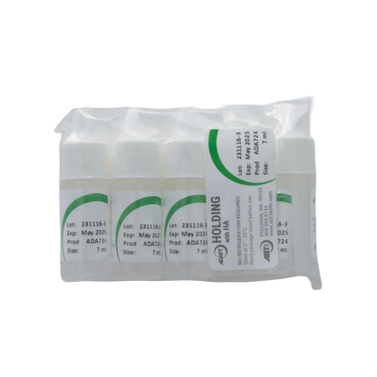 ABT360 Holding Media Adapt with HA,"Pack of small clear vials with white caps in sealed bag"