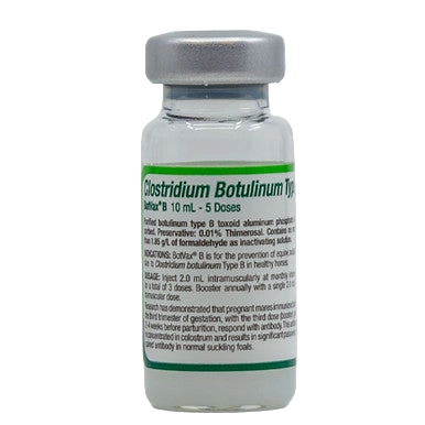 BotVax® B,"Small glass vial with gray cap and white label"