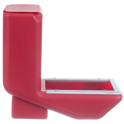 Kane Kennel Feeder,"Red side-view feeder with metal-edged trough"