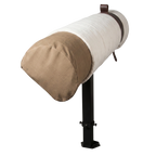 Pleated cylindrical filter with fabric end cap on stand,"Pleated cylindrical filter on metal stand with fabric end cap"