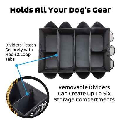 Dogssentials Collapsible Storage Organizer,"Open storage organizer with removable dividers forming six compartments"