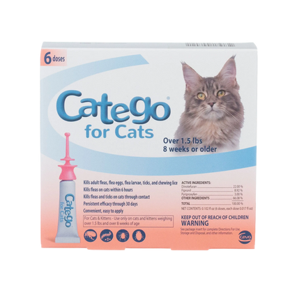 Catego®,"Front of box with cat photo and single applicator tube"