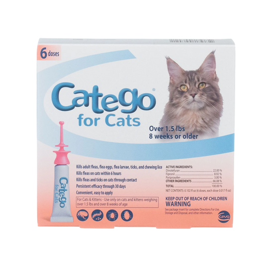 Catego®,"Front of box with cat photo and single applicator tube"