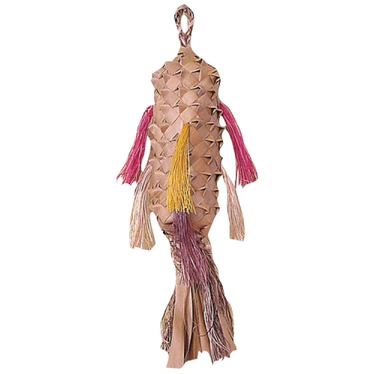 Parrot Pinata,"Brown woven parrot toy with tassel wings and long tail"