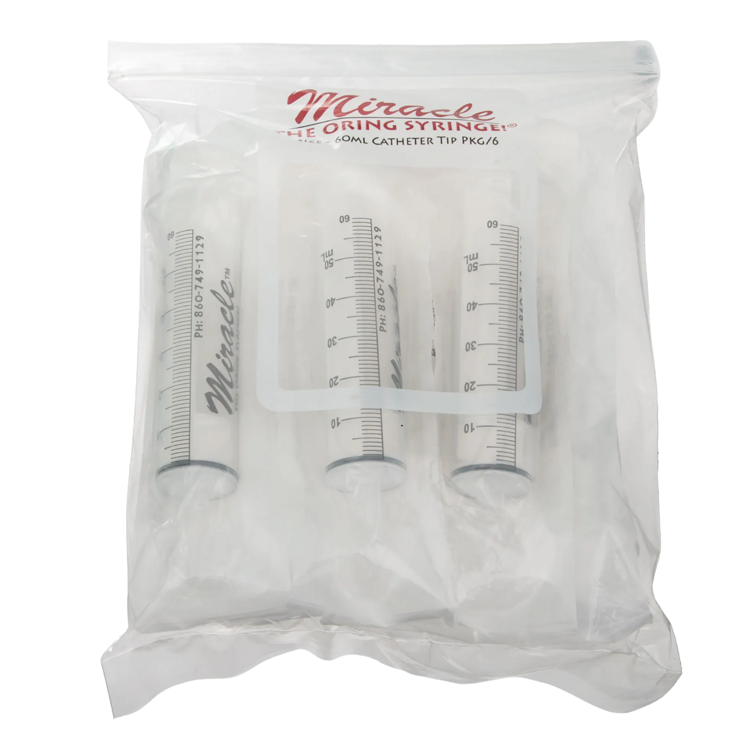 Miracle Nipple O-ring Syringe,"Pack of clear catheter tip syringes in sealed plastic bag"