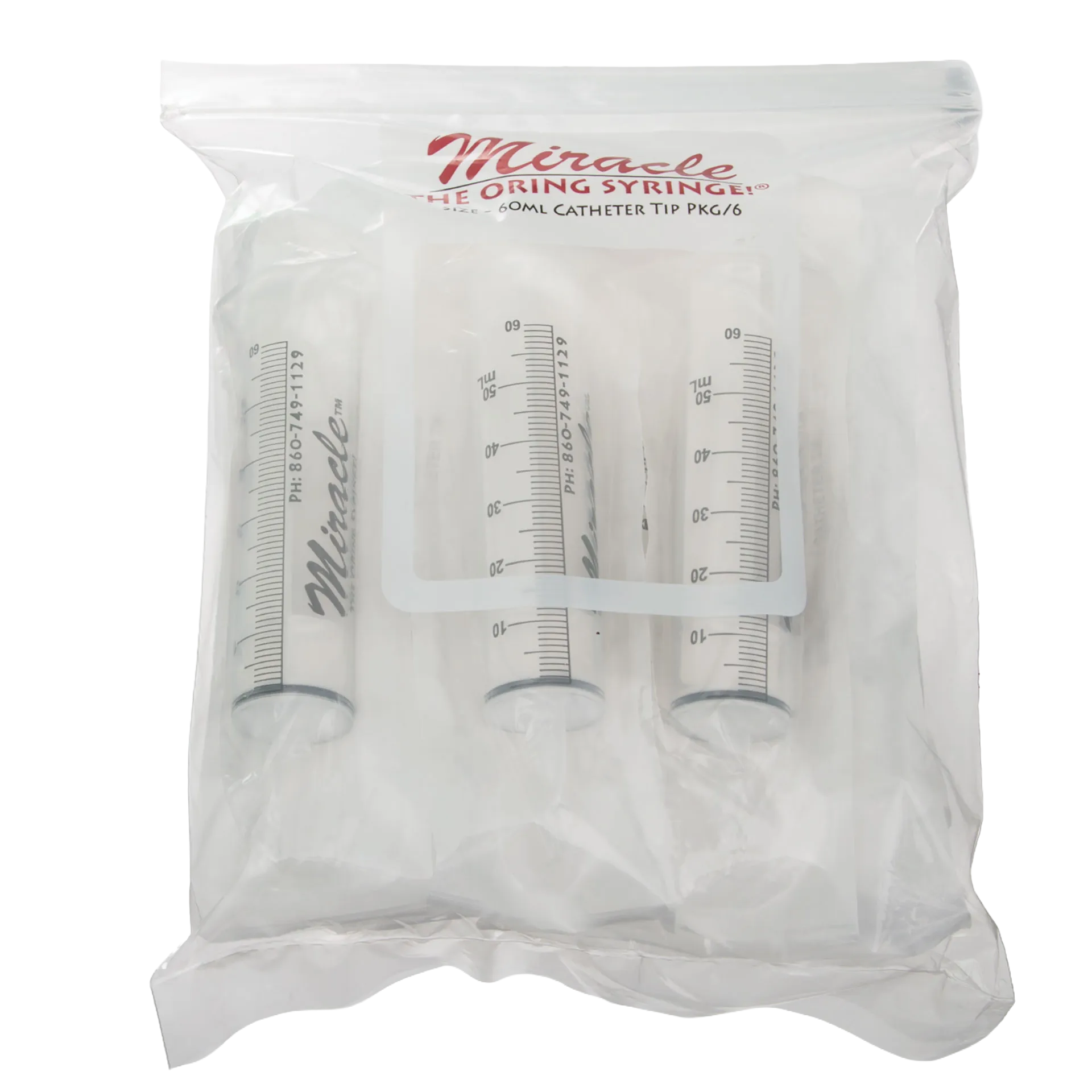 Miracle Nipple O-ring Syringe,"Pack of clear catheter tip syringes in sealed plastic bag"