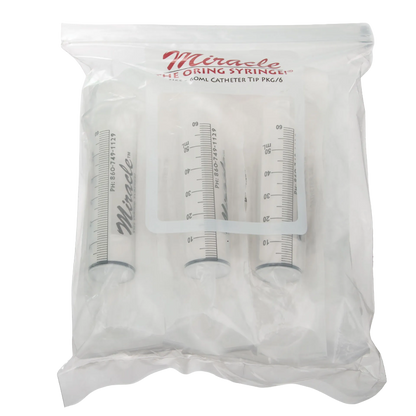 Miracle Nipple O-ring Syringe,"Pack of clear catheter tip syringes in sealed plastic bag"