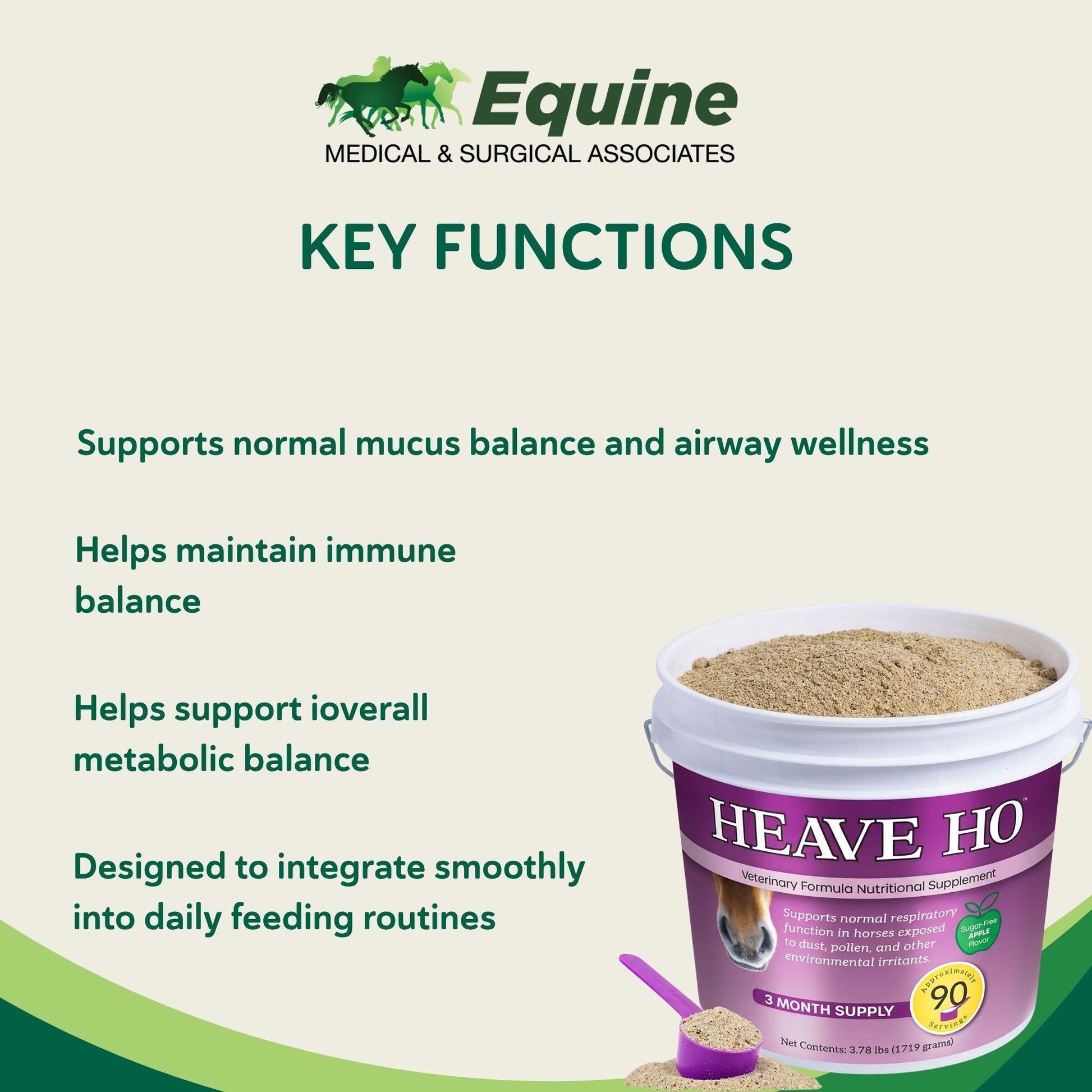 Heave Ho™,"Purple supplement tub with scoop and powder, key functions graphic"