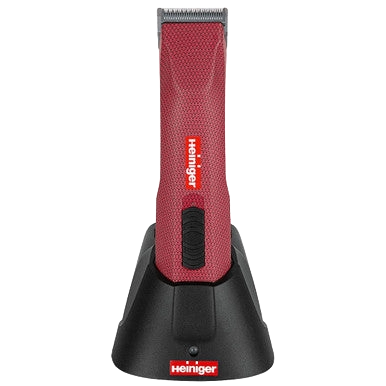 Opal Xtend Vet Edition Cordless Clipper with 40 blade and Two Batteries,"Red cordless clipper in charging dock"