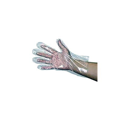 Super Dex Plastic Gloves,"Clear plastic glove on hand"