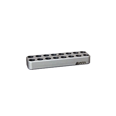 16 X 1.5 ml microtubes,"Silver metal rack with 16 circular wells"