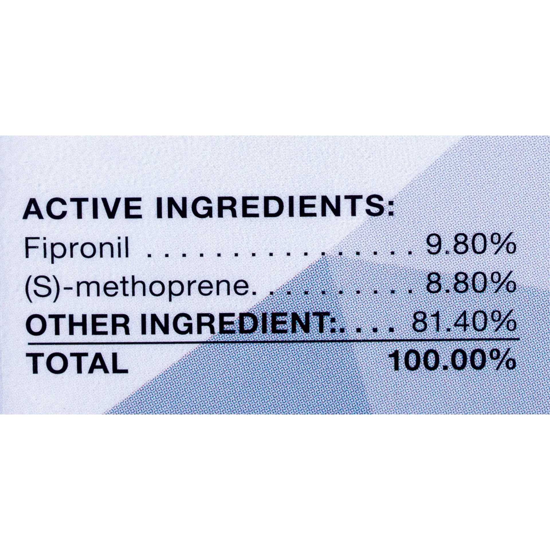 Sentry® Fiproguard® Plus for Dogs,"Close-up of package ingredients panel"