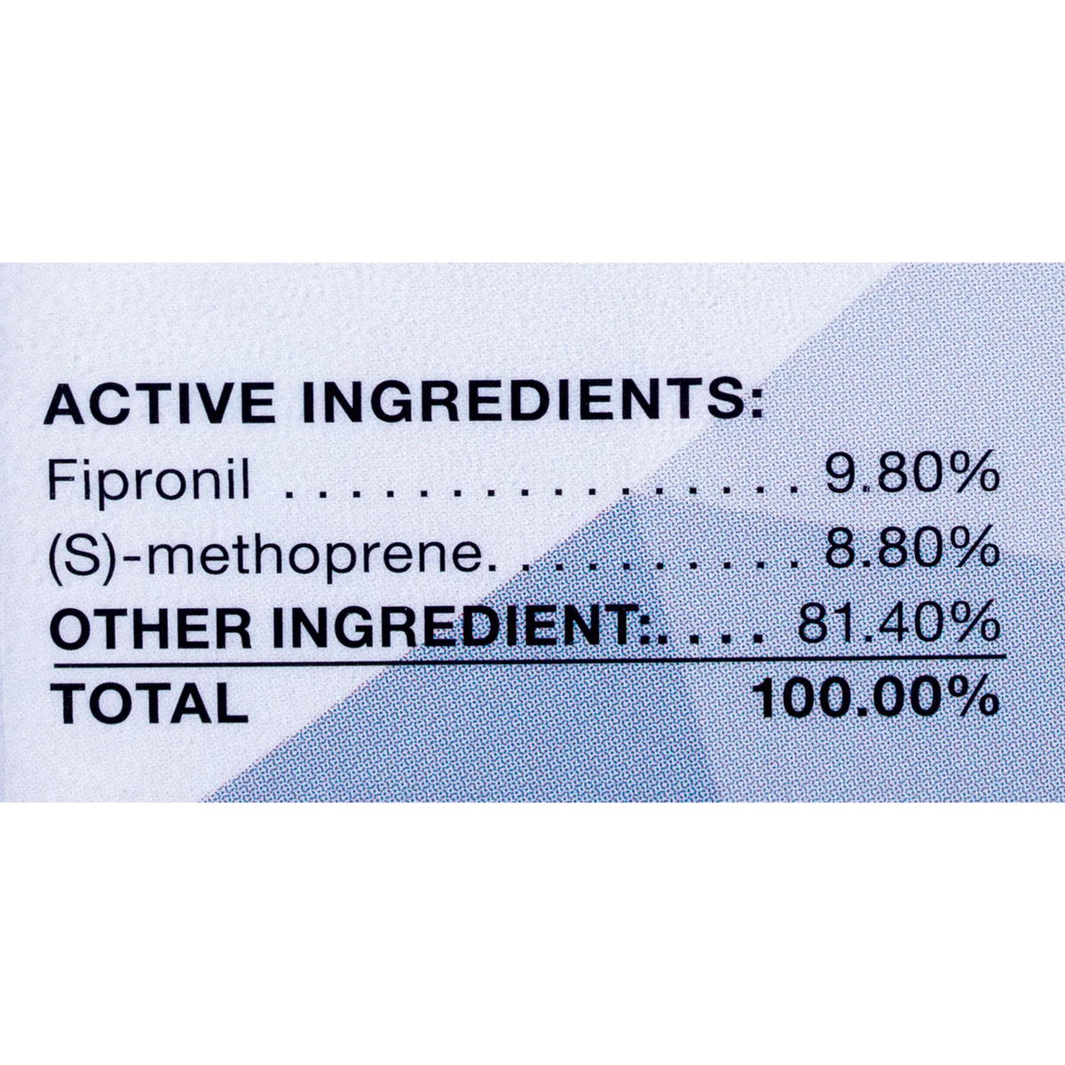 Sentry® Fiproguard® Plus for Dogs,"Close-up of package ingredients panel"