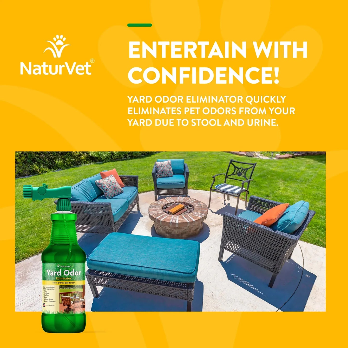NaturVet® Yard Odor Eliminator,"Green spray bottle with patio seating lifestyle scene"