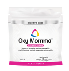 Breeder's Edge® Oxy Momma®,"White resealable stand-up pouch with pink bottom band"