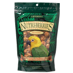 Lafeber Gourmet Tropical Fruit Nutri-Berries,"Resealable bird food pouch with parrot image and visible berry pieces"