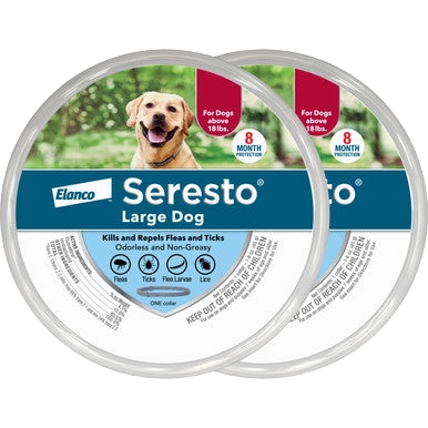 Seresto® Flea & Tick Collars for Cats & Dogs,"Two round dog collar tins with dog image"