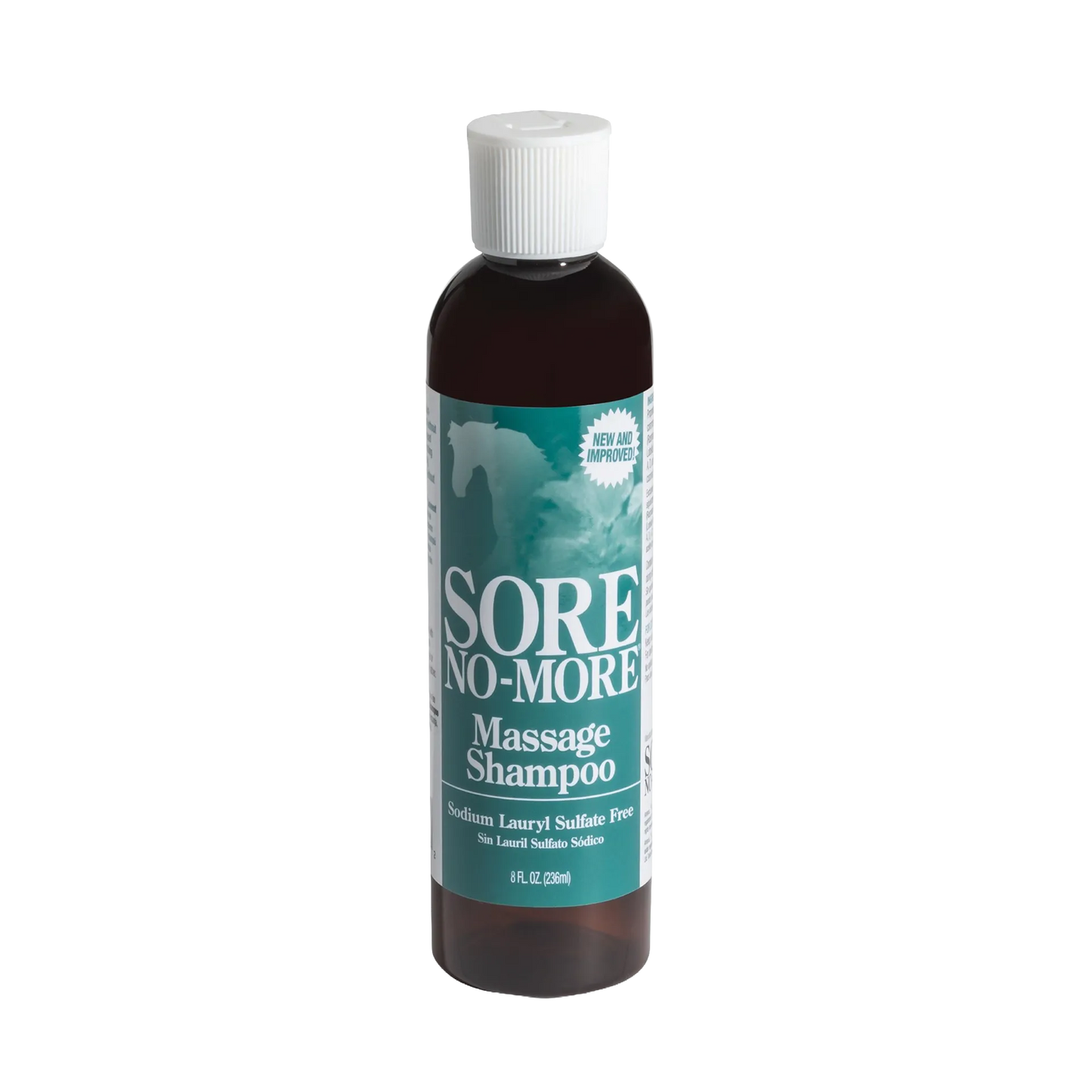 Sore No-More® Classic Massage Shampoo,"Brown bottle with white cap and teal front label"